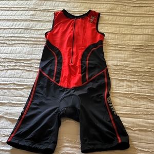 Cycling jersey skinsuit for bike one piece (Sparx)medium, black &red